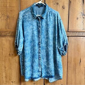 Marc New York Oversized Denim Top, Blue, M